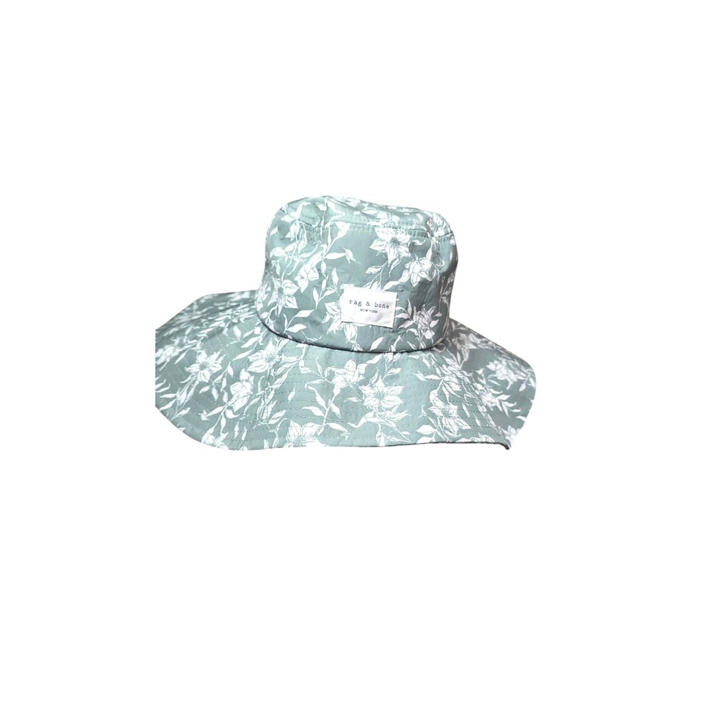 NWT Rag & Bone Women's S/M Floral Wide Brim Sun Hat Green/White‎ Lightweight